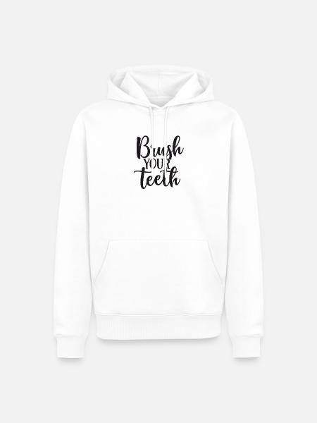Brush your teeth - Men’s Premium Organic Hoodie - white