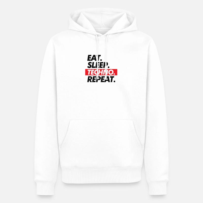 Eat Sleep Techno Repeat - Männer Premium Bio Hoodie - Weiß