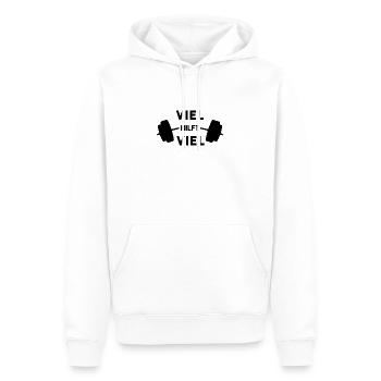 Viel hilft viel Bodybuilding Sport - Männer Premium Bio Hoodie - Weiß - Vorne - Nico (187cm)