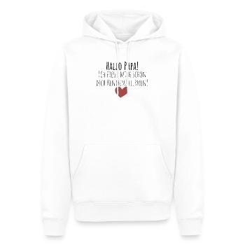 Hallo Papa! Ich freue mich dich kennenzulernen - Männer Premium Bio Hoodie - Weiß - Vorne - Nico (187cm)