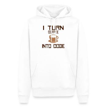 Je transforme le café en code Programmation informatique - Sweat à capuche Premium bio Homme - blanc - Devant - Nico (187cm)
