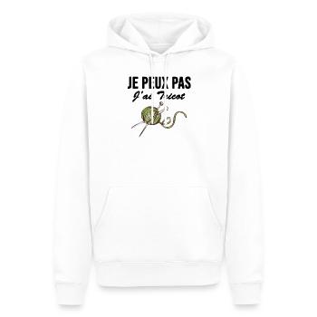 Je peux pas j ai tricot - Sweat à capuche Premium bio Homme - blanc - Devant - Nico (187cm)
