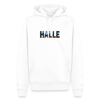 Place du marché de Halle (Saale) - Sweat à capuche Premium bio Homme - blanc - Devant - Nico (187cm)