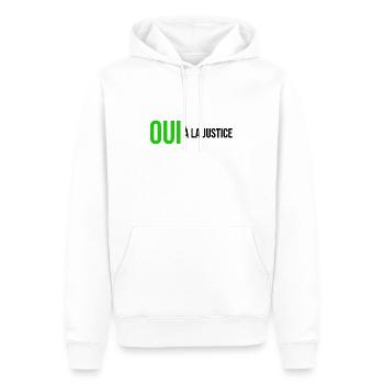 oui à la justice - Sweat à capuche Premium bio Homme - blanc - Devant - Nico (187cm)