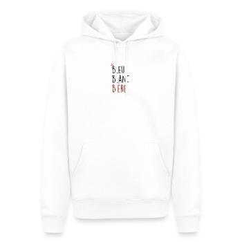 bleu blanc bière - Sweat à capuche Premium bio Homme - blanc - Devant - Nico (187cm)