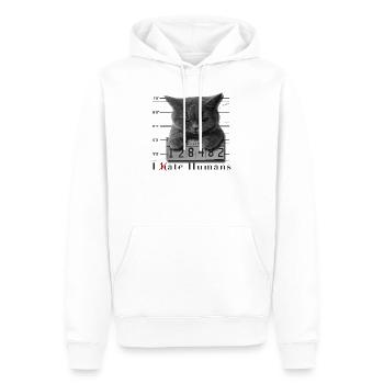 Cat hates humans - Männer Premium Bio Hoodie - Weiß - Vorne - Nico (187cm)