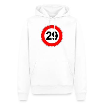29e anniversaire - 29 - Célébration - Panneau de rue - Sweat à capuche Premium bio Homme - blanc - Devant - Nico (187cm)