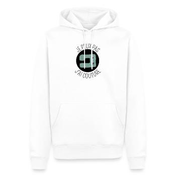 Je peux pas j'ai couture tissu tricot coudre - Sweat à capuche Premium bio Homme - blanc - Devant - Nico (187cm)