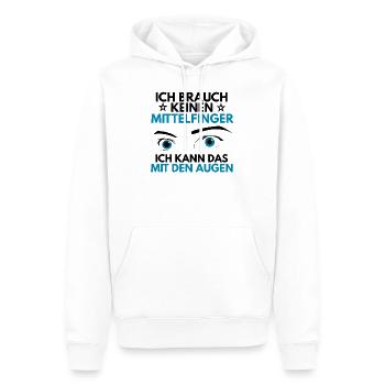 Ich brauch keinen Mittelfinger - Männer Premium Bio Hoodie - Weiß - Vorne - Nico (187cm)