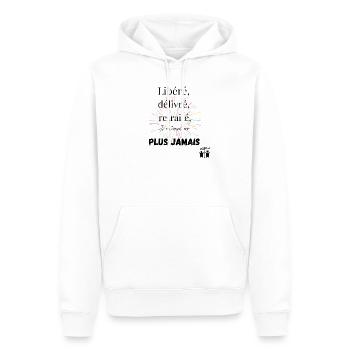 Libéré, délivré, retraité, je ne travaillerai plus - Sweat à capuche Premium bio Homme - blanc - Devant - Nico (187cm)