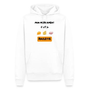 Mon médicament c'est la raclette Nourriture Humour - Sweat à capuche Premium bio Homme - blanc - Devant - Nico (187cm)