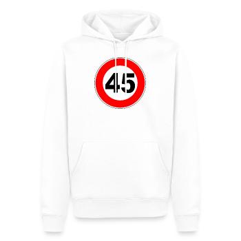 45e anniversaire - 45 - Célébration - Panneau de signalisation - Sweat à capuche Premium bio Homme - blanc - Devant - Nico (187cm)