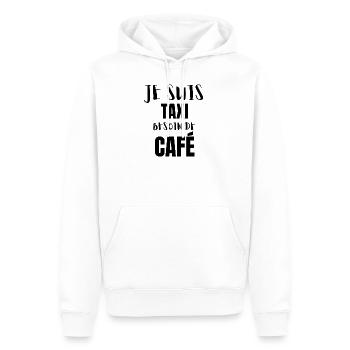 Je suis taxi besoin de café t shirt humour - Sweat à capuche Premium bio Homme - blanc - Devant - Nico (187cm)