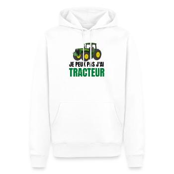je peux pas j'ai tracteur vert t shirt humour - Sweat à capuche Premium bio Homme - blanc - Devant - Nico (187cm)