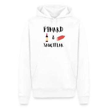 pinard et sauciflar t shirt humour vin saucisson - Sweat à capuche Premium bio Homme - blanc - Devant - Nico (187cm)
