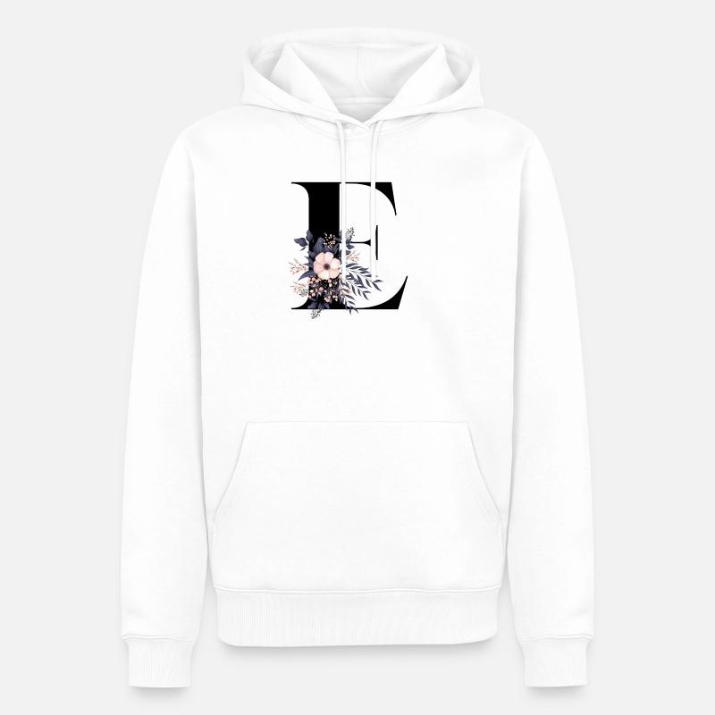 lettre E fleuris - Sweat à capuche Premium bio Homme - blanc