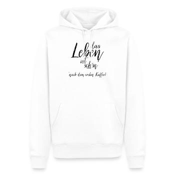 Das Leben ist schön* - Männer Premium Bio Hoodie - Weiß - Vorne - Nico (187cm)