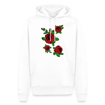Rote Rosen blühen - Männer Premium Bio Hoodie - Weiß - Vorne - Nico (187cm)