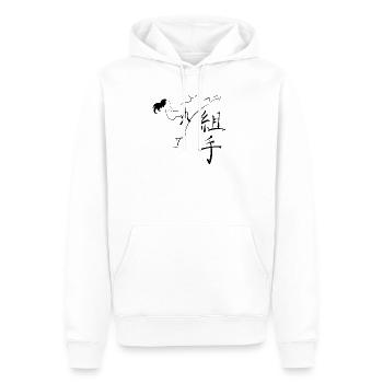 Karate Mawashi Geri Kalligraphie - Männer Premium Bio Hoodie - Weiß - Vorne - Nico (187cm)