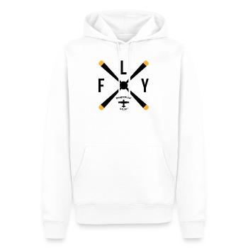 Designed for flight Geschenk Flugzeug Copilot - Männer Premium Bio Hoodie - Weiß - Vorne - Nico (187cm)