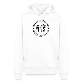 Animal liberation human Geschenk Pflanzen Vegan - Männer Premium Bio Hoodie - Weiß - Vorne - Nico (187cm)