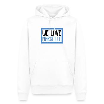 on adore Marseille ville Française du Sud - Sweat à capuche Premium bio Homme - blanc - Devant - Nico (187cm)
