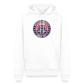 Aerodynamik wird überbewertet... ...seit 1941. - Männer Premium Bio Hoodie - Weiß - Vorne - Nico (187cm)