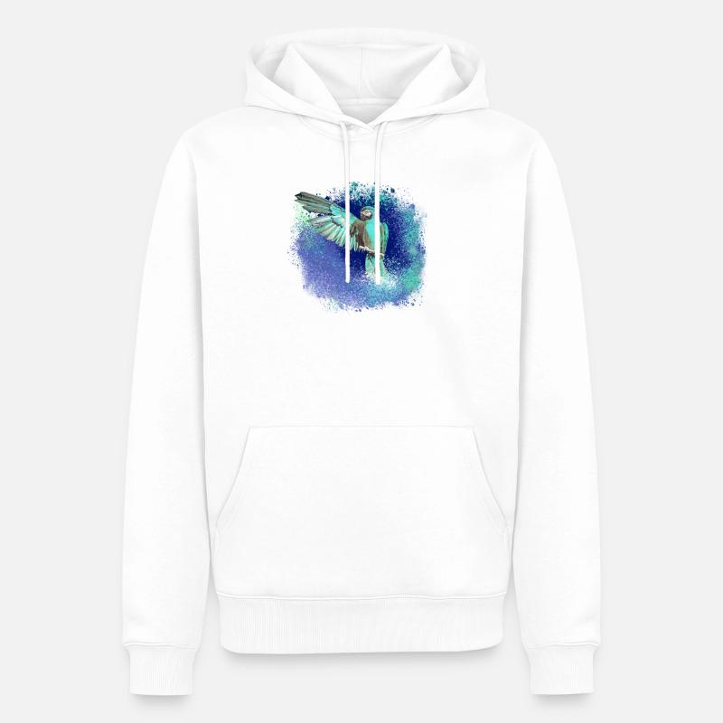 sittich ara,,vogel,graffiti,mint,blau,brush,spray - Männer Premium Bio Hoodie - Weiß