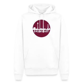 Düsseldorf, skline,rouge, cercle, coupe de cisaille - Sweat à capuche Premium bio Homme - blanc - Devant - Nico (187cm)
