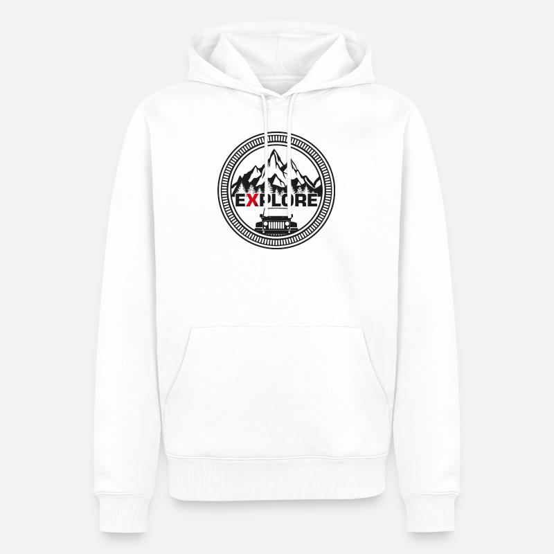 JK - Explore - Sweat à capuche Premium bio Homme - blanc