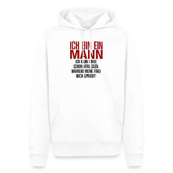 Ich bin ein Mann - Männer Premium Bio Hoodie - Weiß - Vorne - Nico (187cm)