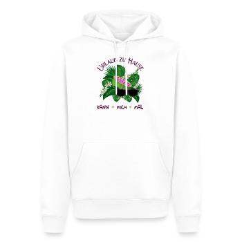 Sommer Spruch Urlaub Zuhause kann mich mal, d-lila - Männer Premium Bio Hoodie - Weiß - Vorne - Nico (187cm)