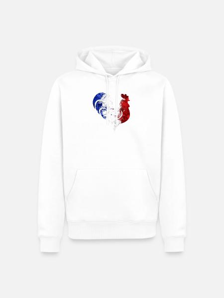 Hahn Frankreich Fußball - Männer Premium Bio Hoodie - Weiß