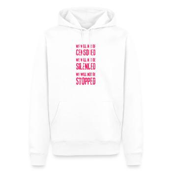 Protestation La démocratie a résisté à la censure des droits fondamentaux - Sweat à capuche Premium bio Homme - blanc - Devant - Nico (187cm)