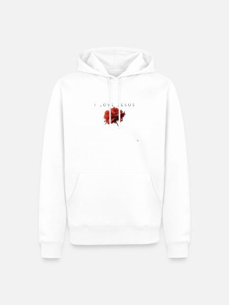 I LOVE JESUS - Männer Premium Bio Hoodie - Weiß