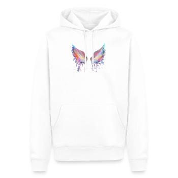 ailes,engel,graffiiti,peinture,coloré,Ailes d’ange - Sweat à capuche Premium bio Homme - blanc - Devant - Nico (187cm)
