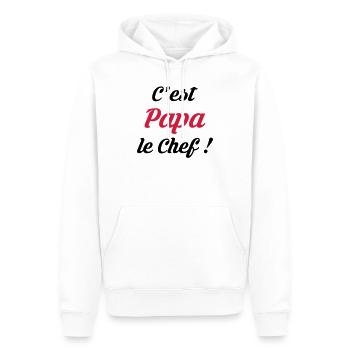 Papa / Fête des Pères / Pere / Cuisine Chef / Bébé - Sweat à capuche Premium bio Homme - blanc - Devant - Nico (187cm)