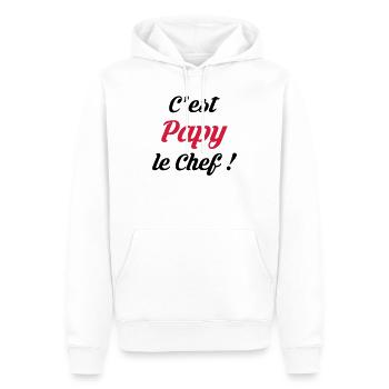 Papy / Grand Pere / Naissance / Bébé Cuisine Chef - Sweat à capuche Premium bio Homme - blanc - Devant - Nico (187cm)