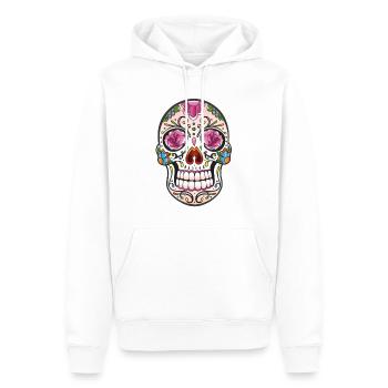 Mexican Sugar Skull, day of the dead - Sweat à capuche Premium bio Homme - blanc - Devant - Nico (187cm)