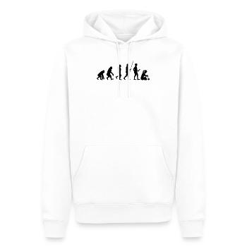 Evolution knitting hobby needlework wool gift - Men’s Premium Organic Hoodie - white - Front - Nico (187cm)