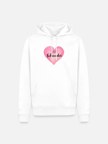 Große Schwester Herz - Männer Premium Bio Hoodie - Weiß
