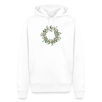 delicately filigree larch wreath as frame - Men’s Premium Organic Hoodie - white - Front - Nico (187cm)