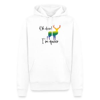 Mois de la fierté LGBTQ - Oh cerf je suis queer! - Sweat à capuche Premium bio Homme - blanc - Devant - Nico (187cm)