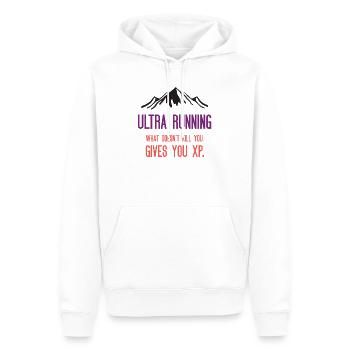 Ultra Running - Was dich nicht umbringt, gibt dir XP - Männer Premium Bio Hoodie - Weiß - Vorne - Nico (187cm)