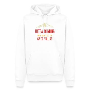 Ultra Running - Was dich nicht umbringt, gibt dir XP - Männer Premium Bio Hoodie - Weiß - Vorne - Nico (187cm)