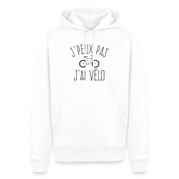 J'peux pas j'ai vélo - La vie sur 2 roues - Sweat à capuche Premium bio Homme - blanc - Devant - Nico (187cm)