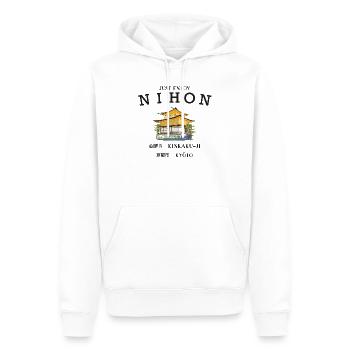 Kyoto, Kinkaku-ji, Pavillon d’Or, Temple du Japon - Sweat à capuche Premium bio Homme - blanc - Devant - Nico (187cm)
