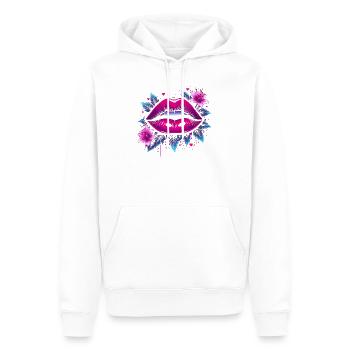Lips and Flowers - Men’s Premium Organic Hoodie - white - Front - Nico (187cm)