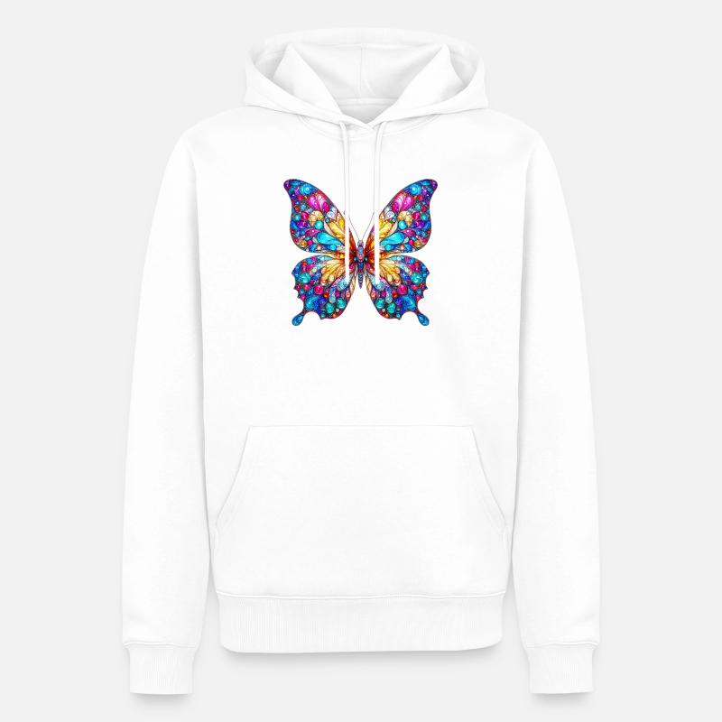 Papillon - Sweat à capuche Premium bio Homme - blanc