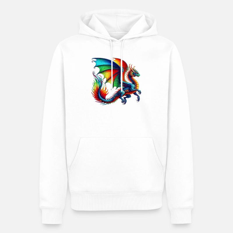 Drache - Männer Premium Bio Hoodie - Weiß